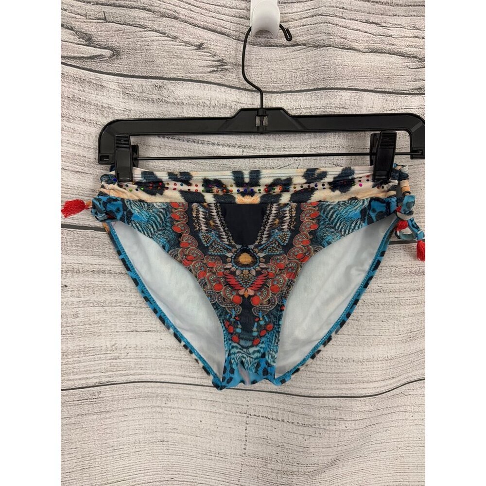 La Moda Colorful Bejeweled Leopard Print Bikini BOTTOM ONLY